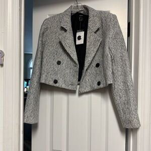 Forever 21 Black and White Herringbone Blazer
